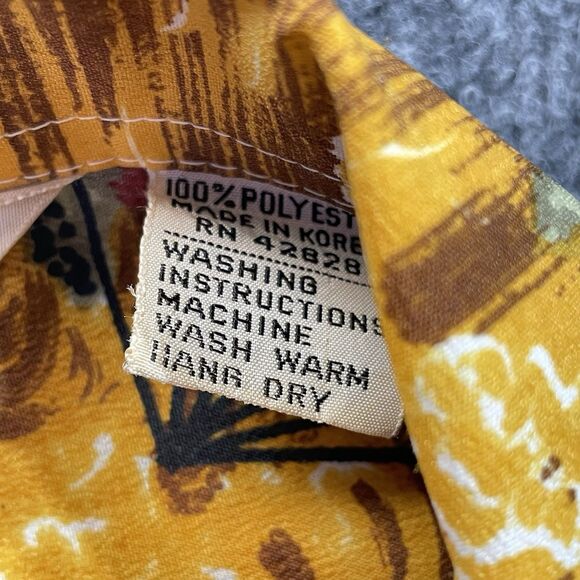 Vintage Waikiki 76 Mens Large Hawaiian Aloha Shirt Palm Trees Sail Boat Brown Lg - Picture 6 of 15